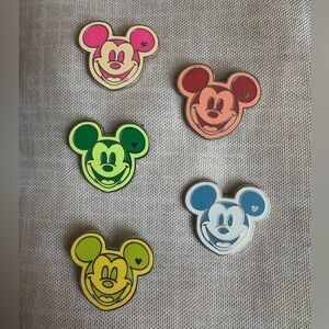Disney Parks Enamel Trading Pin - Hidden Mickey Colorful Icon - Set of 5